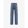 Straight leg jeans with reverse pockets