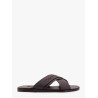 Leather sandals with perforated logo detail