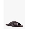 Leather sandals with perforated logo detail