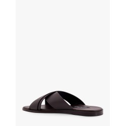 Leather sandals with perforated logo detail