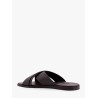 Leather sandals with perforated logo detail