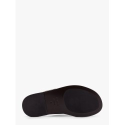 Leather sandals with perforated logo detail
