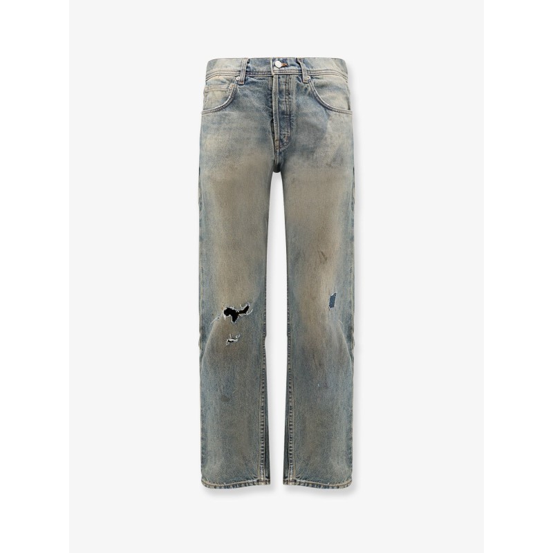 Straight leg jeans with destroyed effect