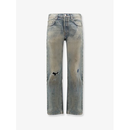 Straight leg jeans with destroyed effect