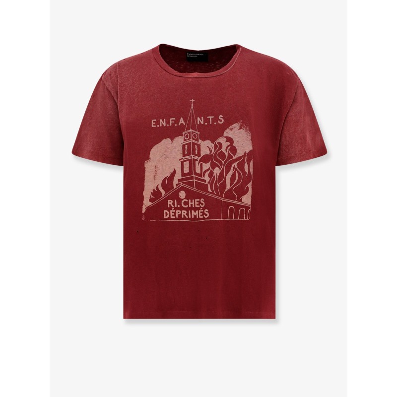 Burning Church cotton T-shirt with used effect