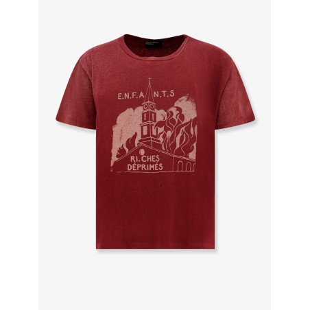 Burning Church cotton T-shirt with used effect