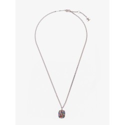 Metal necklace with multicolor pendant