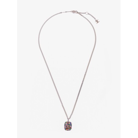 Metal necklace with multicolor pendant