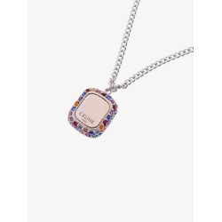 Metal necklace with multicolor pendant