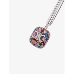 Metal necklace with multicolor pendant