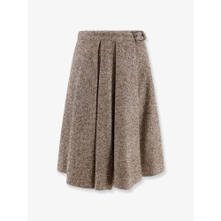 Virgin wool and silk midi skirt