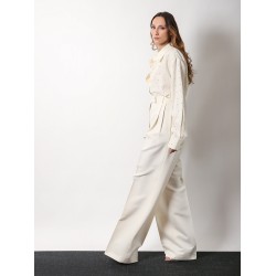 Recycled material trouser with wide leg