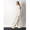 Recycled material trouser with wide leg