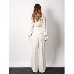Recycled material trouser with wide leg