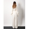 Recycled material trouser with wide leg