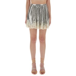 METAL MESH AND LACE SKIRT