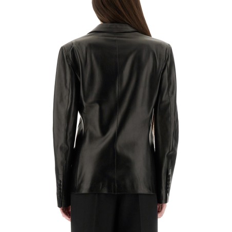 LEATHER JACKET WITH SPEAR LAPELS