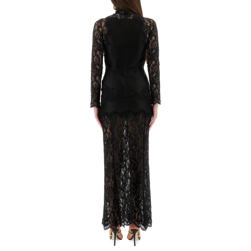 LACE AND JERSEY LONG DRESS
