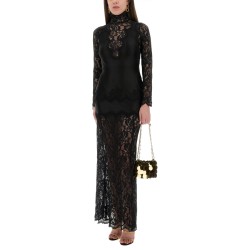 LACE AND JERSEY LONG DRESS
