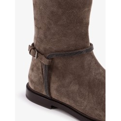 Suede boots with Monili detail
