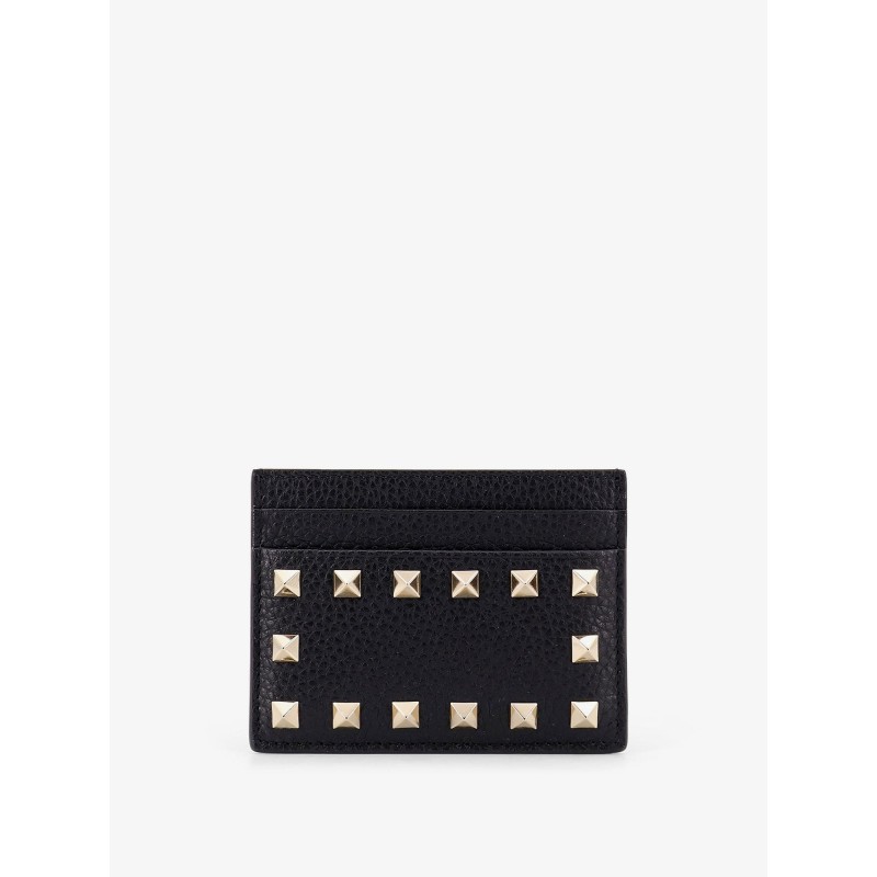 Rockstud leather cardholder