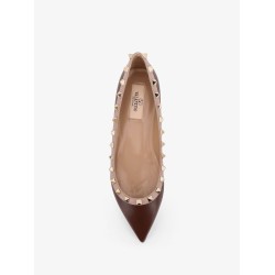 Rockstud leather ballerinas