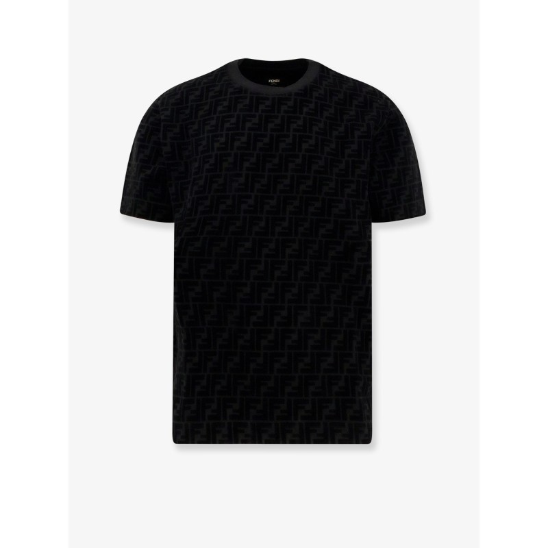 Cotton piquet T-shirt with flocked FF motif