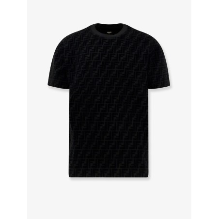 Cotton piquet T-shirt with flocked FF motif