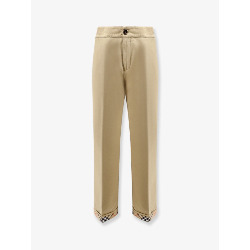 Burberry Check cuffed cotton trousers