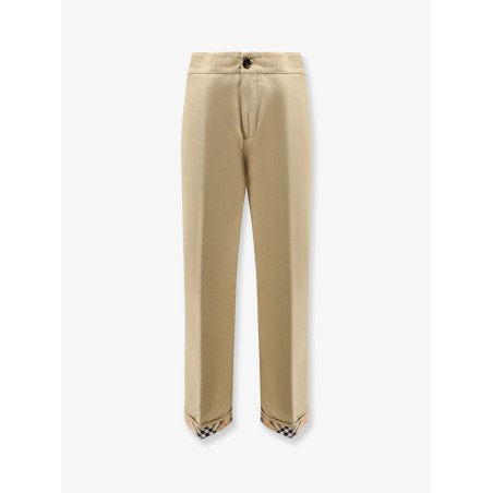 Burberry Check cuffed cotton trousers