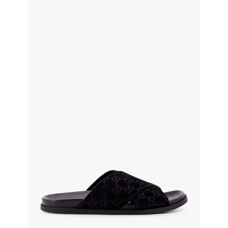Leather slides with all-over GG motif