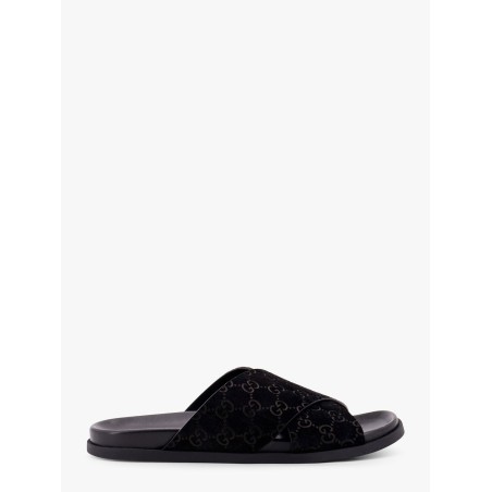 Leather slides with all-over GG motif