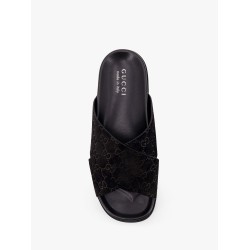 Leather slides with all-over GG motif