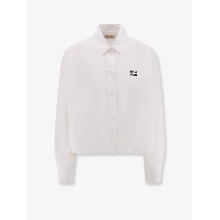 Cotton shirt with Miu Miu embroidery