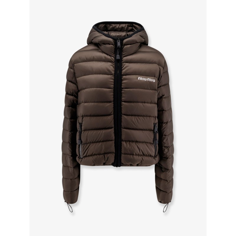 Recycled polyester hooded down jacket