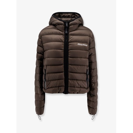 Recycled polyester hooded down jacket
