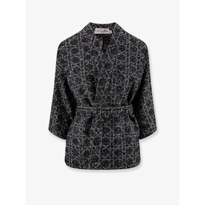 Palto Macrocannage cotton blend tweed blazer
