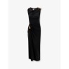 Viscose long dress with gold metal details