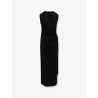 Viscose long dress with gold metal details