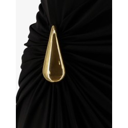 Viscose long dress with gold metal details