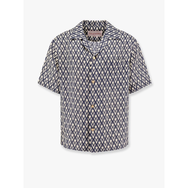 Valentino linen shirt with toute la v all-over print