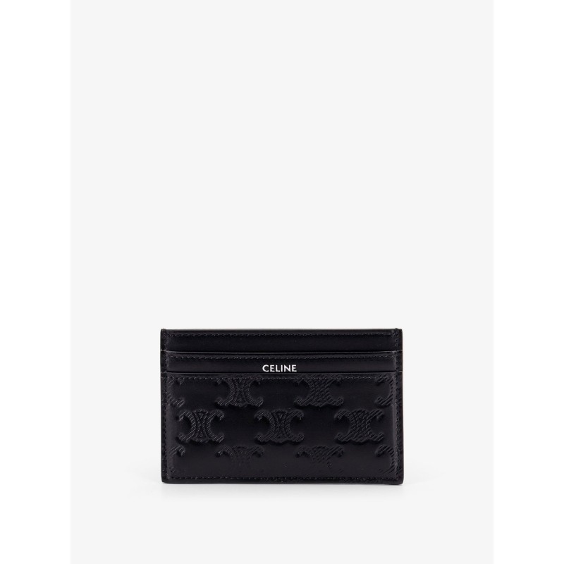Leather cardholder with all-over Triomphe logo