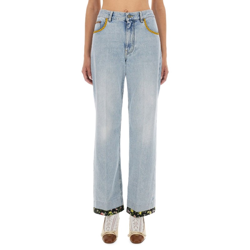 EMBROIDERED DENIM PANTS