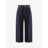 Twisted dark blue denim jeans