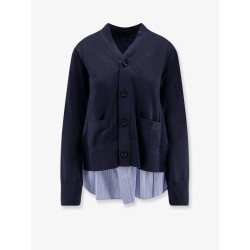 Cotton cardigan with mesh inserts