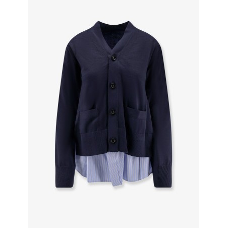 Cotton cardigan with mesh inserts