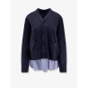 Cotton cardigan with mesh inserts