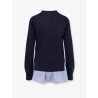 Cotton cardigan with mesh inserts