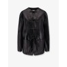 Mandarin closure leather jacket