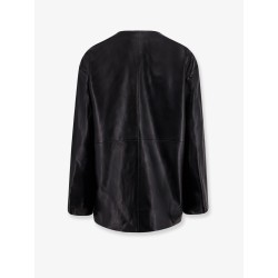 Mandarin closure leather jacket